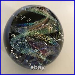 Galaxy Orb 3 Swirls Of Dichroic Glass World Paperweight Signed Garrelts Glass