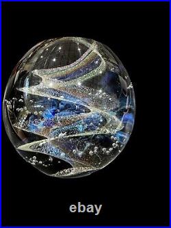 Galaxy Orb 4 Swirls Of Dichroic Glass World Paperweight Signed Garrelts Glass