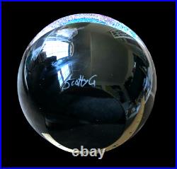 Galaxy Orb Paperweight Billacante Bubbles Dichroic Art Glass Signed Paperweight