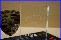 Genuine Porsche Dealership Gift Glass Desktop Pylon Display Paperweight with Name