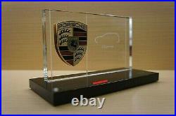 Genuine Porsche Dealership Gift Glass Desktop Pylon Display Paperweight with Name