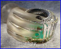 Gillinder Glass EAPG Molded Glass Hand Holding Articulated Turtle Paperweight