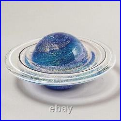 Glass Eye Studio Blown Glass Paperweight, Planetary Series Rings of Saturn