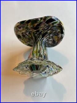 Glass Mushroom Murano Millefiori art mushroom paperweight Rare! Has original sti