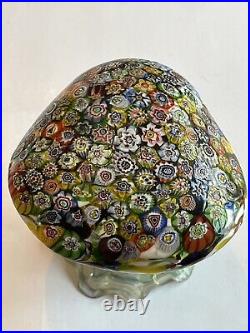 Glass Mushroom Murano Millefiori art mushroom paperweight Rare! Has original sti