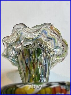 Glass Mushroom Murano Millefiori art mushroom paperweight Rare! Has original sti