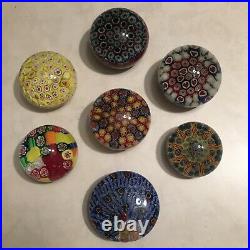 Glass Paperweight Lot of 7 Various Multicolor Colorful Pieces
