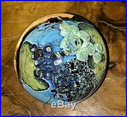 Glorious Vintage 3 JOSH SIMPSON Inhabited Planet Art Glass Paperweight