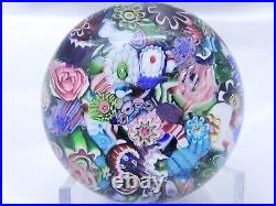 Gorgeous Clichy End of Day Scramble Paperweight with Two Roses Excellent/Restored