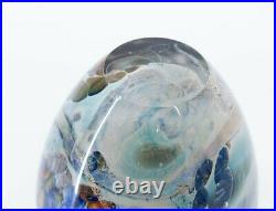 Gorgeous Josh Simpson Signed Art Glass Paperweight Inhabited Planet 1982 3.75