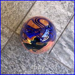 Gorgeous Signed Mid-Century Oblong Egg-Shaped Hand-Blown Paperweight 6.5