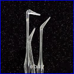 Guyol Clear Crystal Glass Bird Trio Flamingo On A Black Acrylic Base Signed 1985