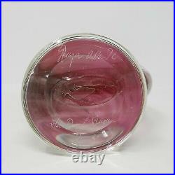 Hal David Berger Studio Art Glass Paperweight 1999 Signed Pink Spiral Cut Circle