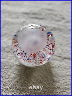Hand Blown Large Glass Paperweight Indian Chief Costume Red White Blue Confetti