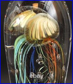 Heavy Vintage Murano Ocean Jellyfish Art Glass Paperweight Sculpture 10 H