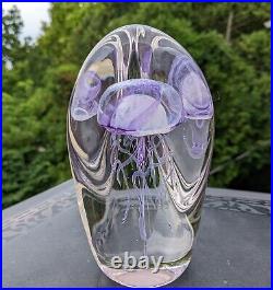 Hot Island Glass Hawaii Purple Jellyfish Paperweight 2003 Signed Art Glass 6