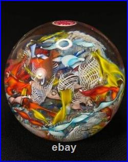 Italian Murano Vintage End of Day Paperweight With Authentic Original Label