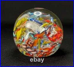 Italian Murano Vintage End of Day Paperweight With Authentic Original Label
