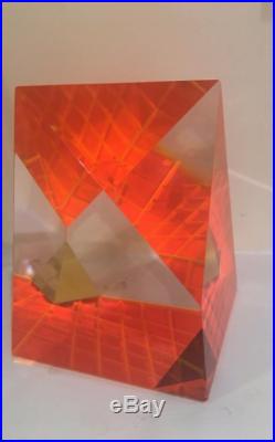 Jak Brewer Paperweight Glass Prisms Handcrafted Pyramid Vtg Piedmont Craftsmen