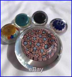 Job Lot 5 x Vintage Millefiori Perthshire Paperweights Canes Stars & Flowers
