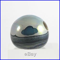 John C. Lewis MOON & CLOUDS Art Glass Paperweight Collectible Vintage 1978