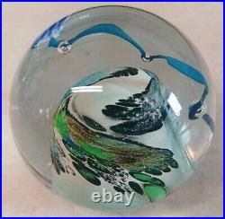 Josh Simpson Iridescent/Dichroic Planetary Glass Paperweight With Satellite
