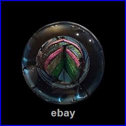 Karg 6.5 Dichroic Iridescent Art Glass Paperweight Disc Signed and Dated 2012
