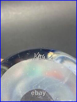 Karg Dichroic Art Glass Controlled Bubble Paperweight Iridescent Colored Signed