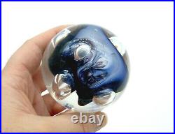 Karg Purple Bubble Art Glass Paperweight Signed