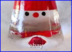 Kosta Boda Gnome Noel Red Santa Cone Anna Ehrner Signed Glass Christmas 5.5 Inch
