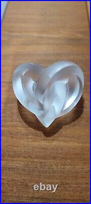 LALIQUE France twisted heart frosted crystal knotted Paperweight heart