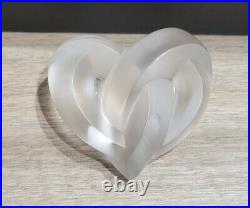 LALIQUE France twisted heart frosted crystal knotted Paperweight heart
