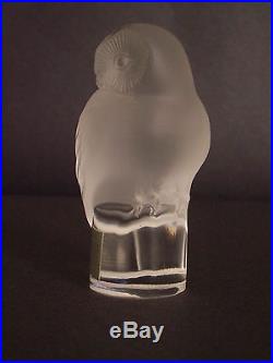 LALIQUE Frosted Crystal GLASS VINTAGE Chouette Hibou Label'd Paperweight 90x33mm