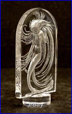 LALIQUE Vintage NUDE Naiade WATER SEA NYMPH Art Glass PAPERWEIGHT Stamp Figurine