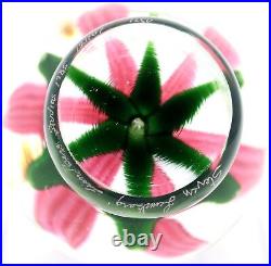 LARGE Steven LUNDBERG Magneta TIGER LILY Flower Art Glass Pedestal Paperweight