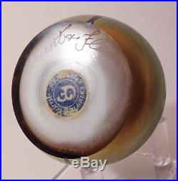 LOVELY & Vintage SIGNED 1976 ORIENT & FLUME PULLED FEATHER Art Glass Paperweight