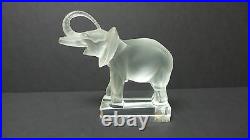 Lalique Clear & Frosted Crystal Trunk-Up ELEPHANT Paperweight Figurine #11801
