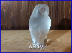 Lalique France Vertically Signed Crystal Owl Paper Weight Collectible Rare VTG