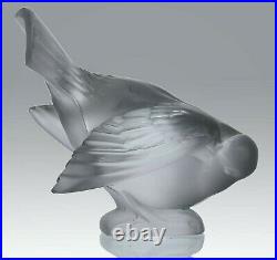 Lalique France Vintage Crystal Sparrow (moineau Coquet) Paperweight