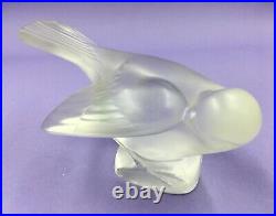 Lalique France Vintage Crystal Sparrow (moineau Coquet) Paperweight