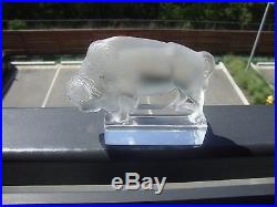 Lalique France Vintage Frosted Crystal Buffalo Bison Signed 5 Paperweight