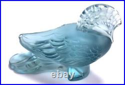 Lalique Goura Bestiary Bird Frosted Blue Crystal Paperweight Figurine
