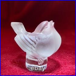 Lalique Robin paperweight modelled in clear & frosted glass, excellent conditn