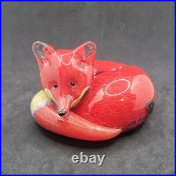 Langham England Fox At Rest Handmade Art Glass Paperweight Signed Paul Miller