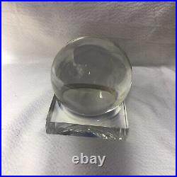 Large 4 1/2 SIRIUS by BACCARAT Crystal Ball Orb & Stand Art Statue Paperweight
