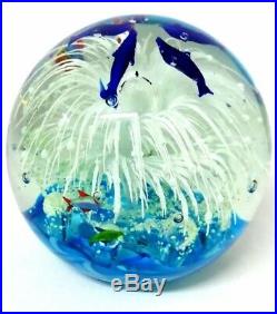 Large Ball Paperweight Aquarium Glass Murano Cenedese 70's Vintage