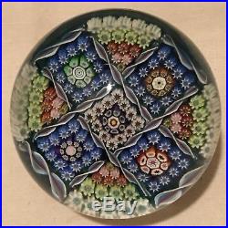 Large Perthshire Glass Paneled Complex Millefiori Paperweight Vintage Mid 1980s