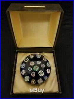 Large Perthshire Vintage Paperweight 20 Spaced Canes And Box