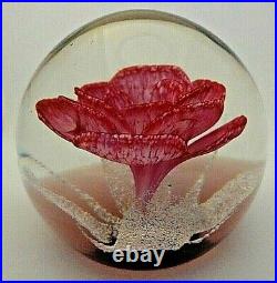 Large Signed Colin Terris Caithness Glass Personalized CRIMP ROSE Paperweight 81