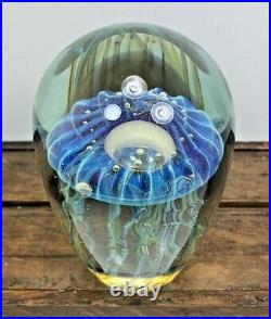 Large Signed Robert Eickholt Jellyfish Art Glass Paperweight 2005
